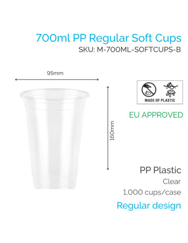 Cups (SUPD) - 700ml x 95mm PP Soft Cups (50 pcs)